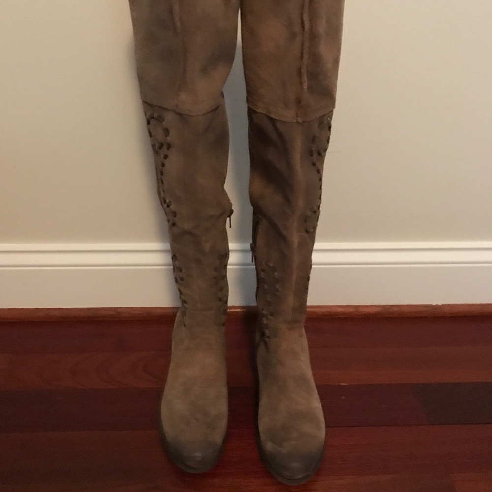 Carlos Santana over the knee leather boots